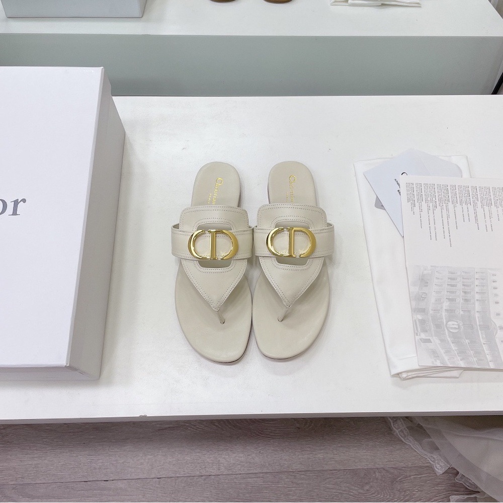 Dior Women's Cream Sandals with Gold Buckle